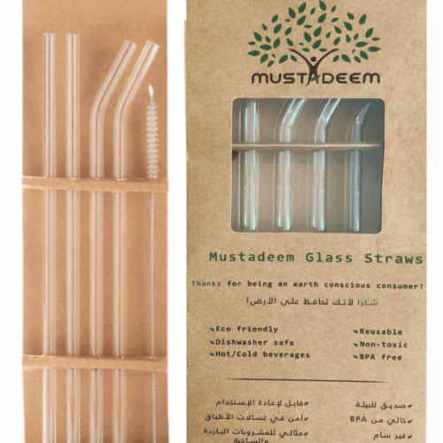 Reusable Eco-friendly Glass Straws – Set of 4