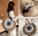Colorful straw beach bag