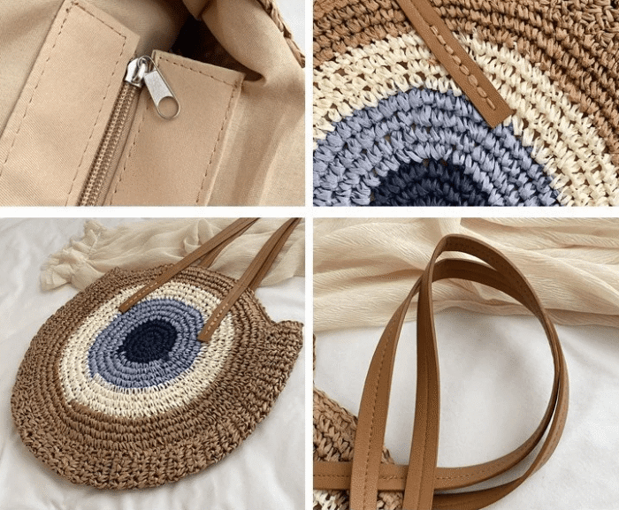 Colorful straw beach bag - Image 2