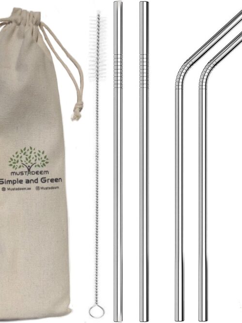 Reusable Eco-friendly Stainless Steel Straws – Set of 4