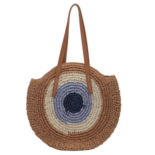 Colorful straw beach bag