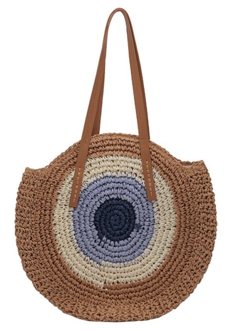 Colorful straw beach bag