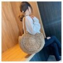 Brocade straw beach bag