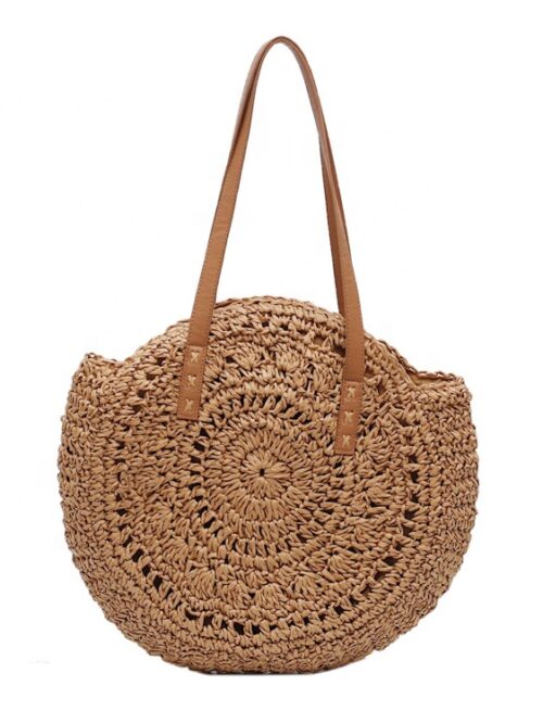 Brocade straw beach bag