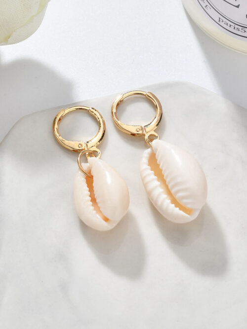 coffee bean seashell earrings