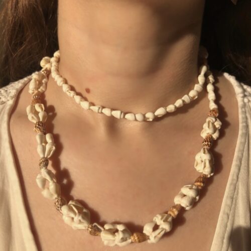 Long necklace made of colorful seashells