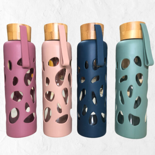 Silicone Coated Glass Water Bottle