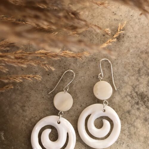 White earrings made of sea-shell nacre