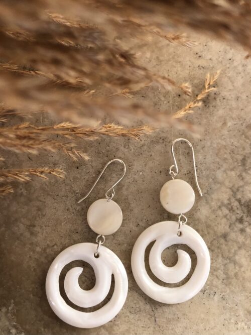 White earrings made of sea-shell nacre