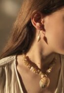 Elegant brown stones with seashell necklace