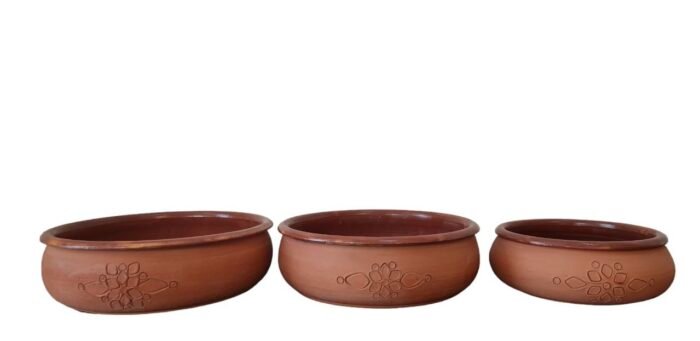 Pottery clay pot (Tajjine with two lids) - Meduim