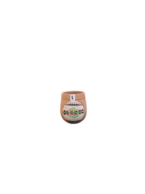 Pottery clay water cup with hand