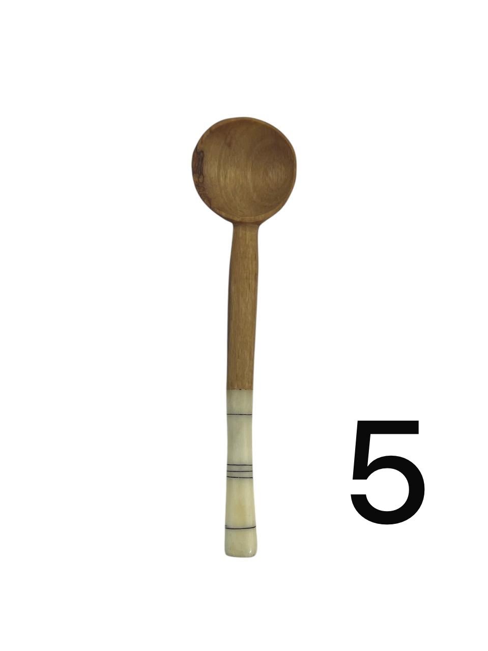 Small Olive Wood Round Spoons - Image 6