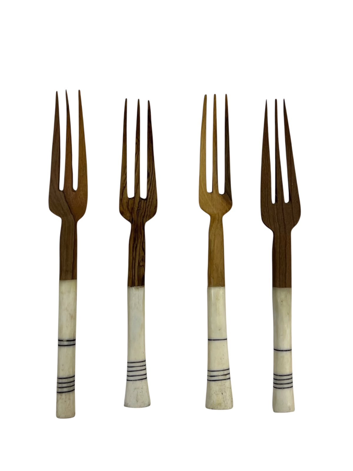 Olive Wood Fork Inlaid with Mother-of-Pearl and Faux Ivory. - Image 2